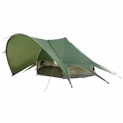 vidaXL Teepee šotor s streho Zelena in Siva 600 x 600 x 347 cm