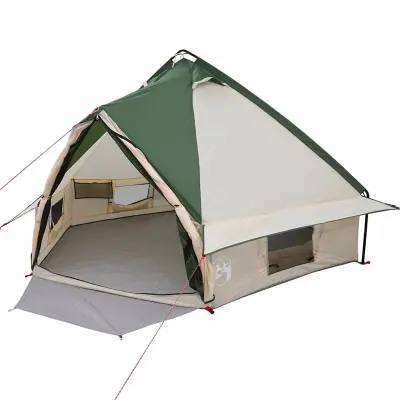 vidaXL Teepee šotor s streho Zelena in Siva 490 x 410 x 210 cm