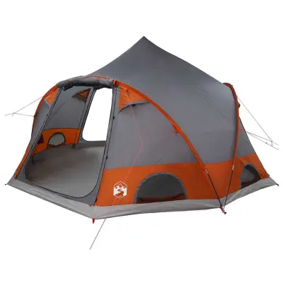 vidaXL Šotor z dome s streho Siva in oranžna 505 x 450 x 248 cm