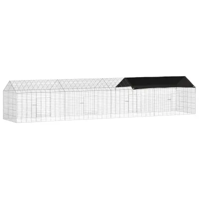 vidaXL Kletka za zajce srebrna 400 x 78 x 78 cm Cinkana jeklena