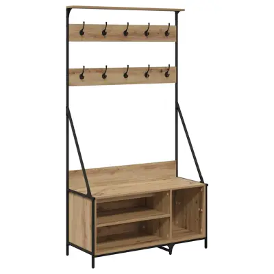 vidaXL Stojalo za oblačila s polico Umetni hrast 100 x 41 x 184 cm