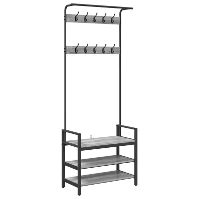 vidaXL Obešalnik za plašče s polico Drugo Siva sonoma 75 x 34 x 184 cm