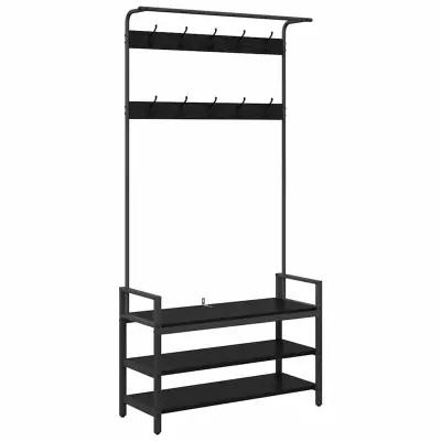 vidaXL Obešalnik za plašče Črni hrast 95 x 34 x 184 cm Konstruiran les