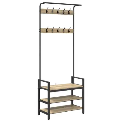 vidaXL Obešalnik za plašče s polico sonoma hrast 75 x 34 x 184 cm