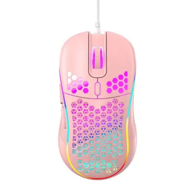 RGB Light USB Žična Igralna Miška - Žični Model z Nastavljivim DPI Pink