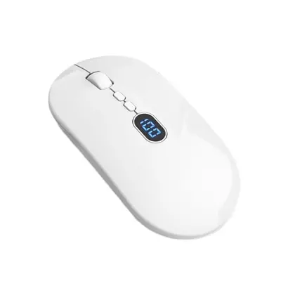 Brezžična miška USB Bluetooth z digitalnim zaslonom - 2.4G + Bluetooth White