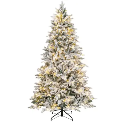 Umetno božično drevo z osvetlitvijo LED in umetnim snegom, 210 cm