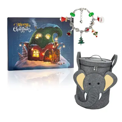 Set za izdelavo zapestnic, Božični adventni koledar + Otroška škatla za shranjevaje igrač | ADVENTOY