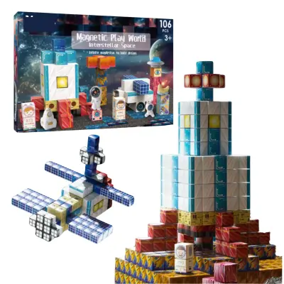 Magnetni gradbeni komplet, set 106 magnetnih kock, magnetni gradniki | MAGSET Vesolje