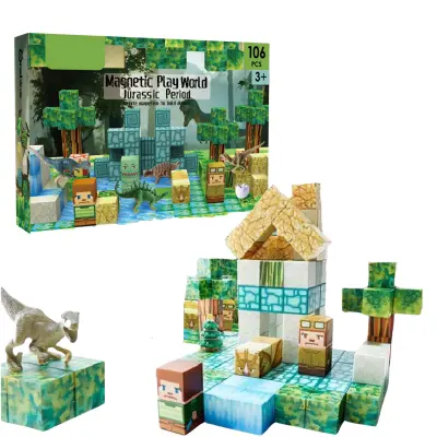 Magnetni gradbeni komplet, set 106 magnetnih kock, magnetni gradniki | MAGSET Dinozaver