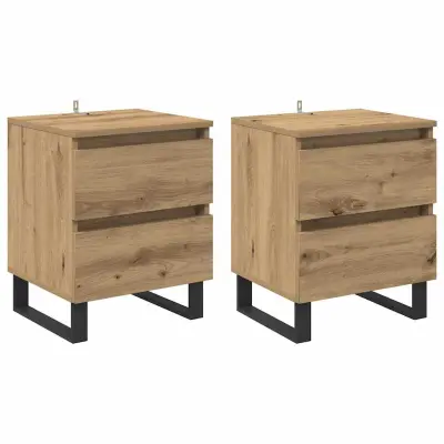 vidaXL Nočna omarica s predalom 2 pcs artisan hrast 40 x 35 x 50 cm