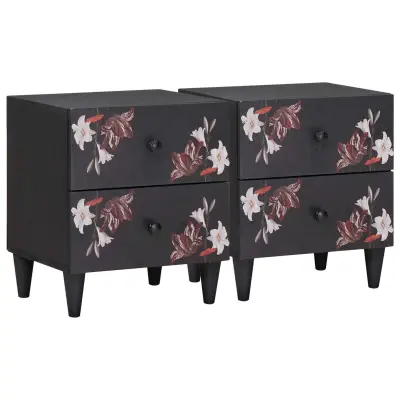 vidaXL Nočna omarica 2 pcs Rjava 40 x 33,5 x 46 cm Masiven les manga