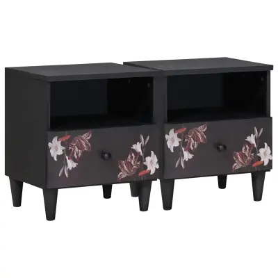 vidaXL Nočna omarica 2 pcs Rjava 40 x 33 x 46 cm Masiven les manga