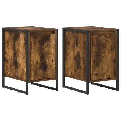 vidaXL Nočna omarica 2 pcs Dimni hrast 39,5 x 30 x 50 cm