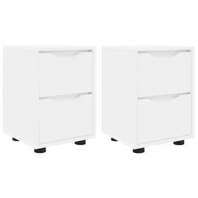 vidaXL Posteljne mize 2 pcs Bela 30,5 x 30 x 43 cm Konstruiran les