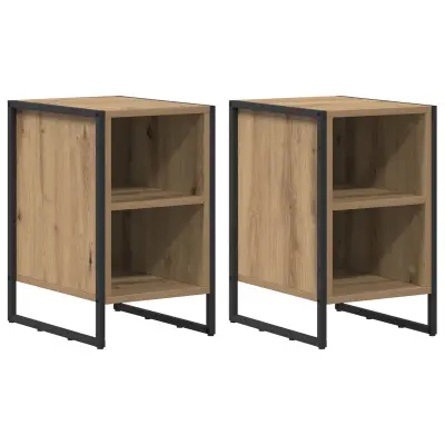 vidaXL Nočna omarica 2 pcs Oreh 39,5 x 30 x 50 cm Konstruiran les