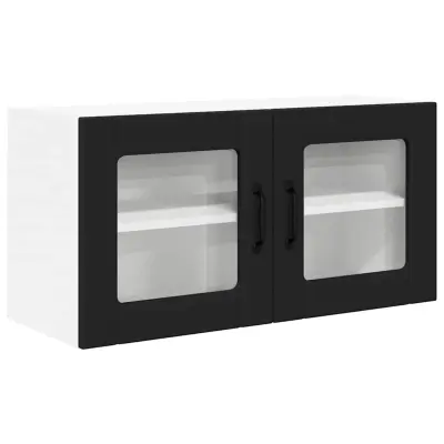 vidaXL Stenska kuhinjska omarica Črna 80 x 31 x 40 cm Konstruiran les