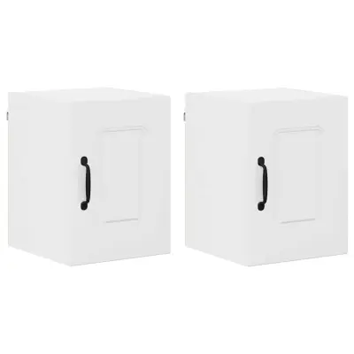 vidaXL Stenska kuhinjska omarica s polico 2 pcs Visok sijaj bela