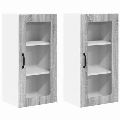 vidaXL Stenska kuhinjska omarica 2 pcs Siva Sonoma 40 x 31 x 80 cm