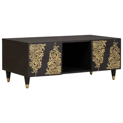 vidaXL Klubska miza Črna 100 x 54 x 40 cm Masiven les manga