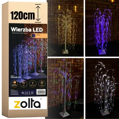 Božično drevo 140 LED svetleča vrba božična 120 cm modra hladno bela