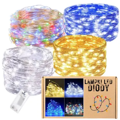 LED osvetlitev, žice na baterije, lučke za božično drevo, 20 LED diod, 2 m, hladno, toplo