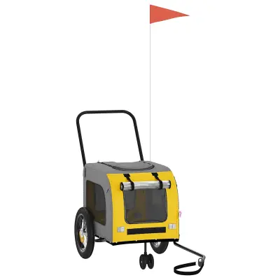 vidaXL Kolesarska prikolica za hišne ljubljenčke Rumena in Siva