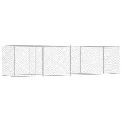 vidaXL Pasja kletka srebrna 800 x 200 x 256 cm Cinkana jeklena