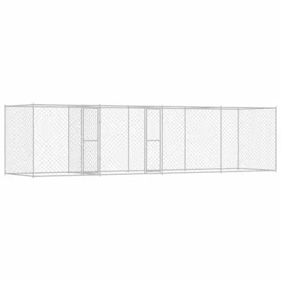 vidaXL Pasja kletka srebrna 600 x 200 x 200 cm Cinkana jeklena