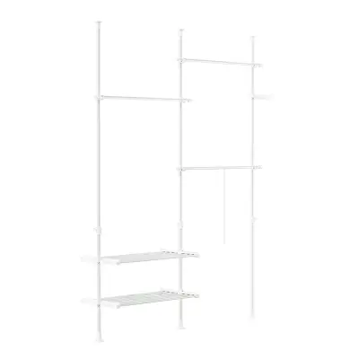 SoBuy Stoječi obešalnik Bela 145x42.4x227cm Funkcionalen FRG34-II-W