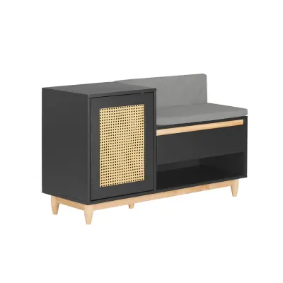 SoBuy Klop z eno predalnico za čevlje Črn 100x35x60cm Rustikal FSR128-SCH