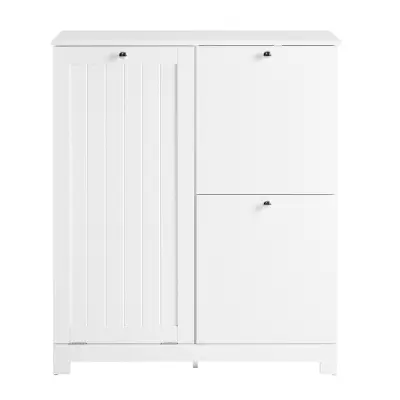 SoBuy Koš za perilo z 2 predaloma Bela 78x38x90cm Sodobno BZR213-W