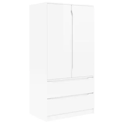 vidaXL Kopalniška omarica z vrati Visok sijaj bela 79,5 x 49 x 156 cm