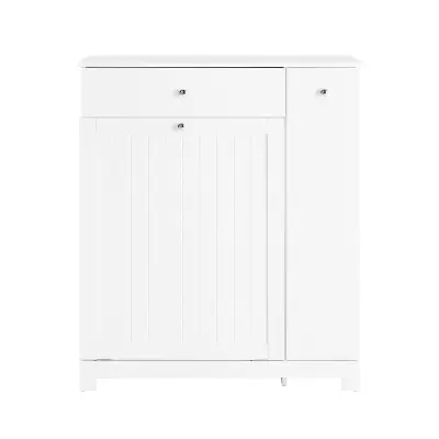 SoBuy Pralni koš z eno predalnico Bela 78x38x90.3cm Sodobno BZR214-W