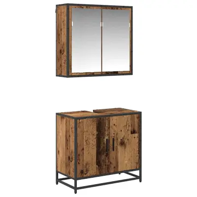 vidaXL Komplet pohištva za kopalnico 2 pcs Star les Konstruiran les