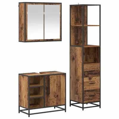 vidaXL Komplet pohištva za kopalnico 3 pcs Star les Konstruiran les