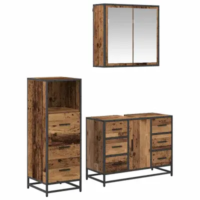 vidaXL Komplet pohištva za kopalnico 3 pcs Star les 80 x 33 x 60 cm