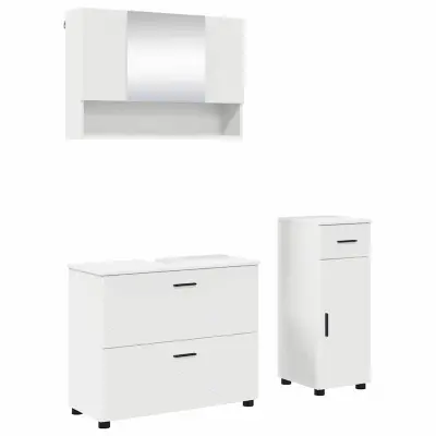 vidaXL Komplet pohištva za kopalnico s predalom s polico 3 pcs Bela