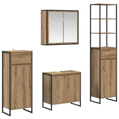 vidaXL Komplet pohištva za kopalnico Umetni hrast Konstruiran les