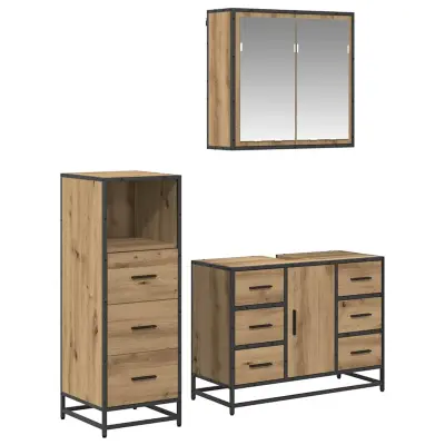 vidaXL Komplet pohištva za kopalnico s predalom 3 pcs artisan hrast