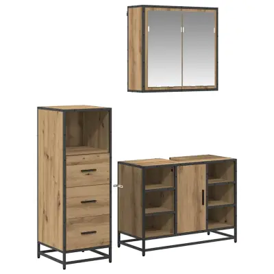 vidaXL Komplet pohištva za kopalnico s predalom 3 pcs Umetni hrast