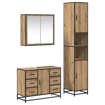 vidaXL Komplet pohištva za kopalnico s predalom 3 pcs artisan hrast