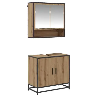 vidaXL Komplet pohištva za kopalnico s polico 2 pcs Umetni hrast