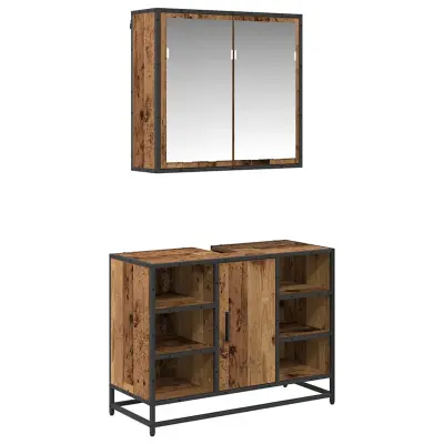 vidaXL Komplet pohištva za kopalnico 2 pcs Star les Konstruiran les