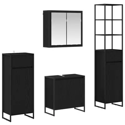 vidaXL Komplet pohištva za kopalnico Črna Orehovina Konstruiran les