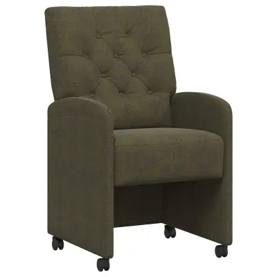 vidaXL Jedilni stoli s kolesi 2 pcs Vojaško zelena 58 x 67 x 97 cm