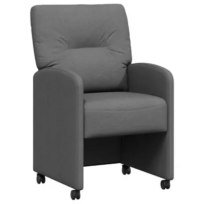 vidaXL Jedilni stoli s kolesi 2 pcs Temno siva 57 x 67 x 95 cm blago