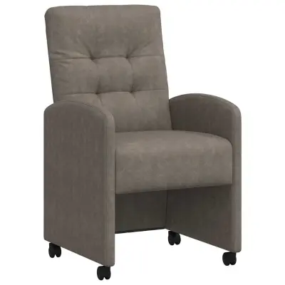 vidaXL Jedilni stoli s kolesi 2 pcs Siva 57 x 67 x 98 cm Umetna koža