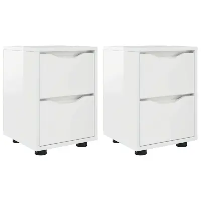 vidaXL Posteljne mize 2 pcs Visok sijaj bela 30,5 x 30 x 43 cm