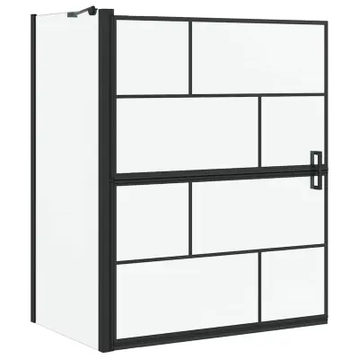 vidaXL Kopalna tuš zavesa Črna in prozorna 116 x 68 x 128 cm